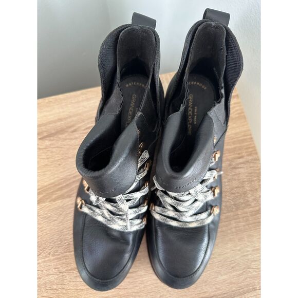 Cole Haan Women's Black Zero Grand Explore Waterproof Wedge Hiker Boots 10.5 - Picture 9 of 13